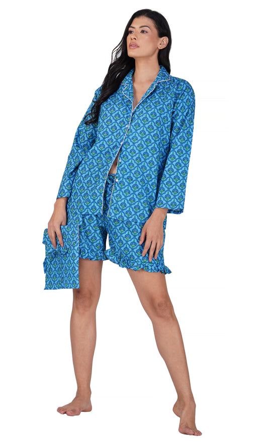 Emerald Haven: 3-Piece Shorts Pajama Set